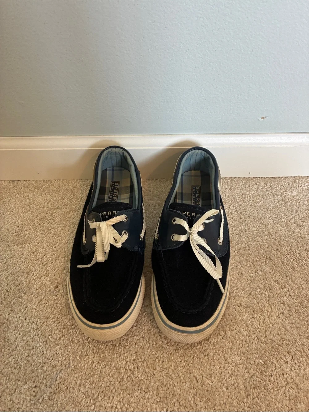Sperry Top Sider Navy and Cream Lace Boat Shoes size 5.5